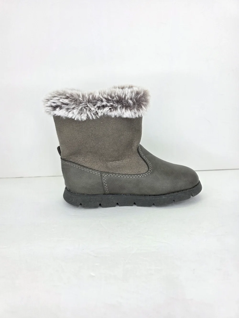 NWT Girls Oshkosh B'gosh Gray Faux Fur Lined Winter Boots Toddler's Size‎ 9M